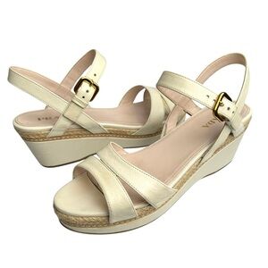 PRADA Cream Leather Ankle Strap Platform Sandals Made in Italy Women’s 38